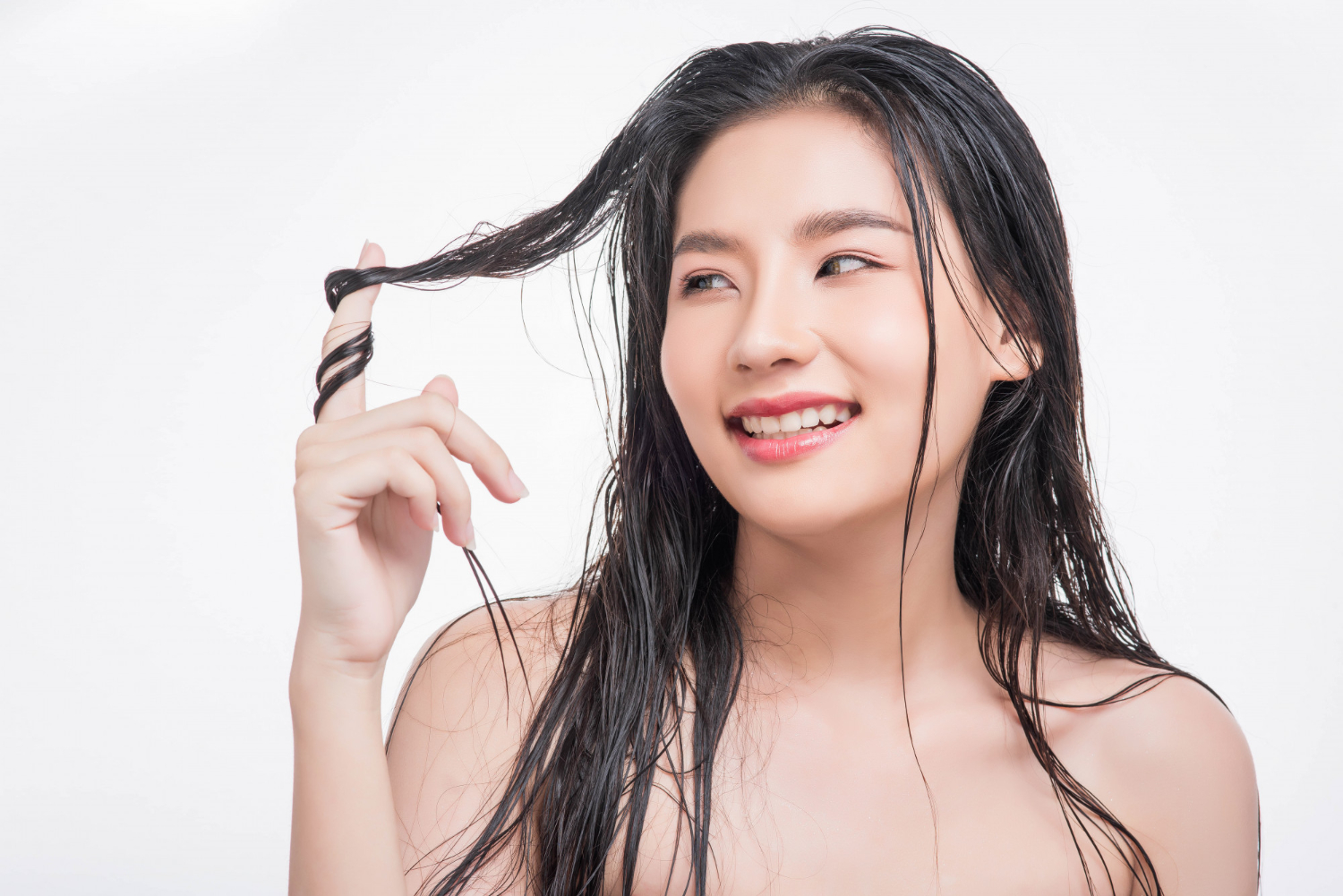 woman playing with her hair