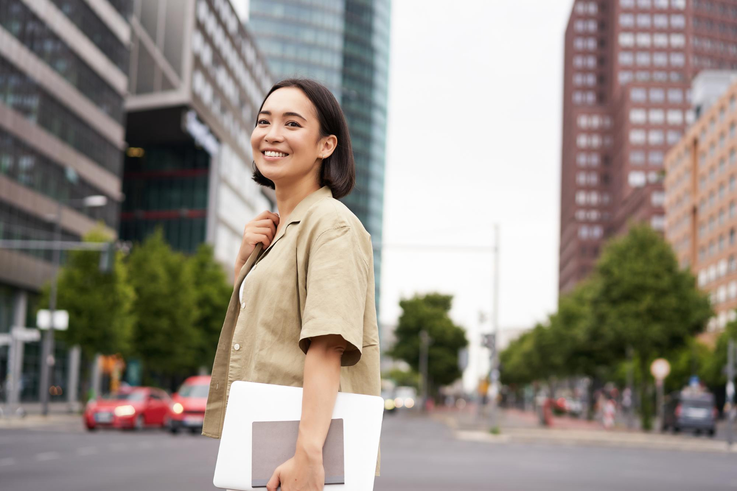 woman outside in the city